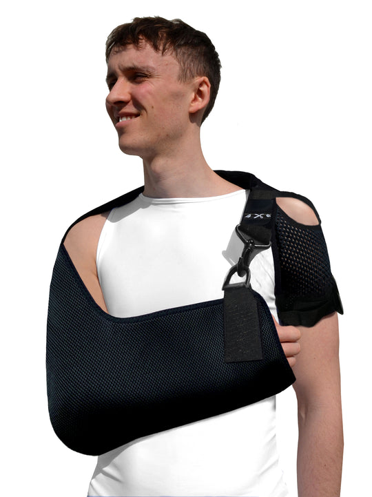 Arm Sling ADULT ONE SIZE FITS ALL, Anti Neckache Design BLACK by 4DflexiSPORT