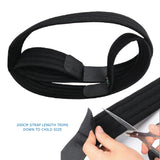 Adjustable collar and cuff arm sling strap showing 200cm length that can be trimmed down to fit adults or children for shoulder and arm support.