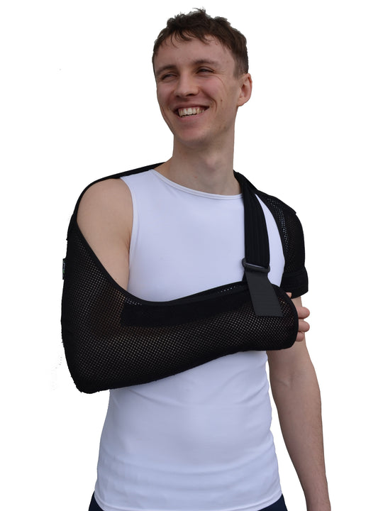 Arm Sling ADULT ONE SIZE FITS ALL, Anti Neckache Design BLACK by 4DflexiSPORT
